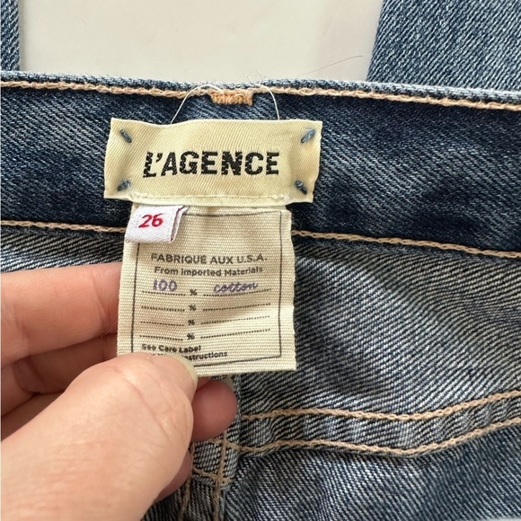 L’Agence Adele Stovepipe High Rise Crop Jeans Womens 26 Distressed Revolve - Picture 4 of 7